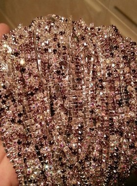 紫色AB水钻石链条手机diy抓链发饰品服装配饰配件稀密爪链