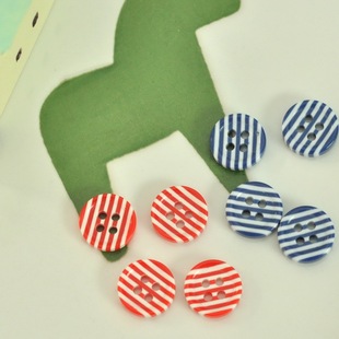 海军风红白蓝白条纹小扣子树脂塑料纽扣四孔缝纫手工DIY配件辅料