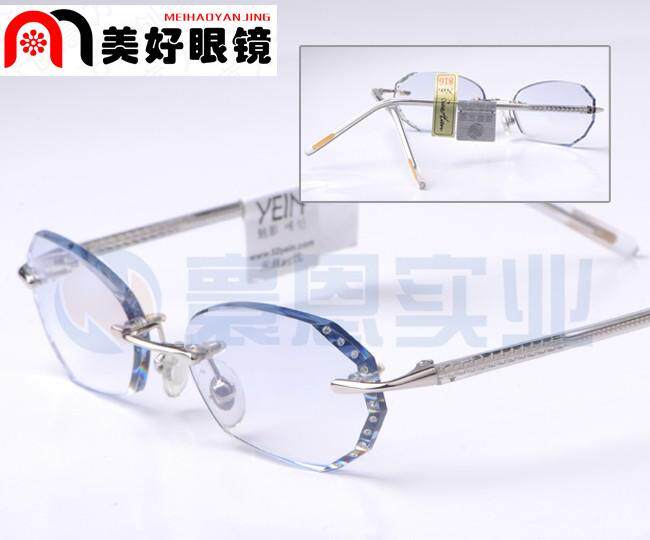 支持验货 正品YEIN韩国魅影无框切边镶钻眼镜NO.816型号 男女款