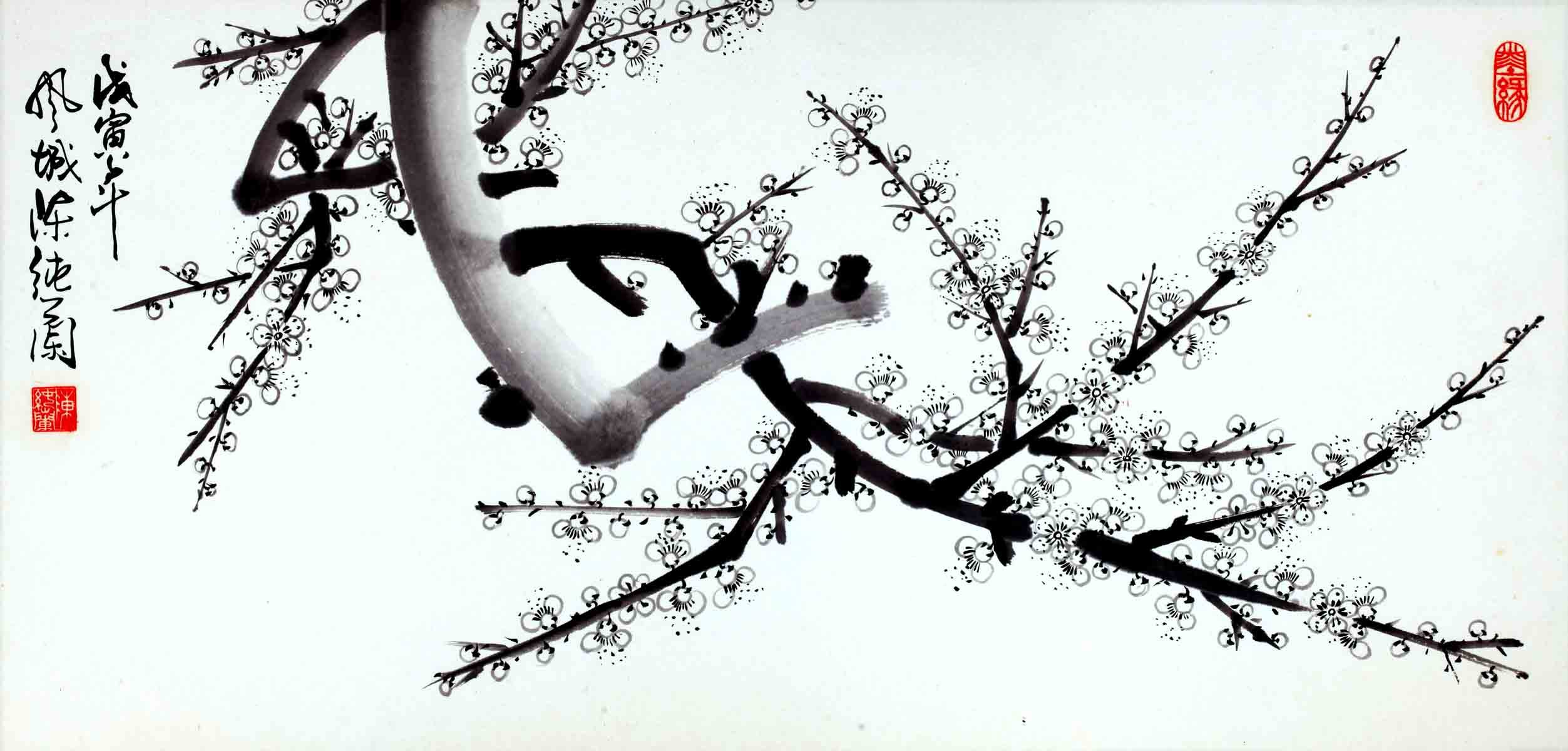 海报印制308素材松梅竹展板326白梅图  jpg