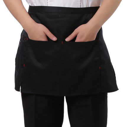 咖啡厅围裙西餐厅酒吧服务员半身厨师服围裙美发多口袋化妆师围裙
