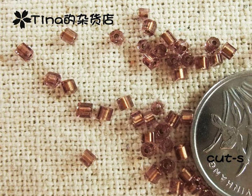 日本KIWA贵和制作所DIY 捷克水晶六角管珠cuts码 灌银棕红 10g装