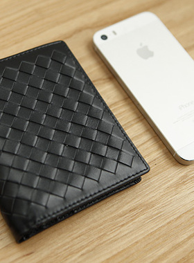 LAN原创 男式真皮编织钱包 高档真皮纯手工短款小钱包礼品礼物