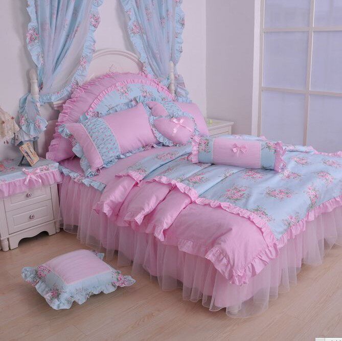 88折韩式家纺正品田园风格公主他她爱碎花四件套韩国全棉床上用品