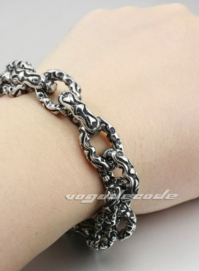 摇滚风心心相印钛钢手链包邮
