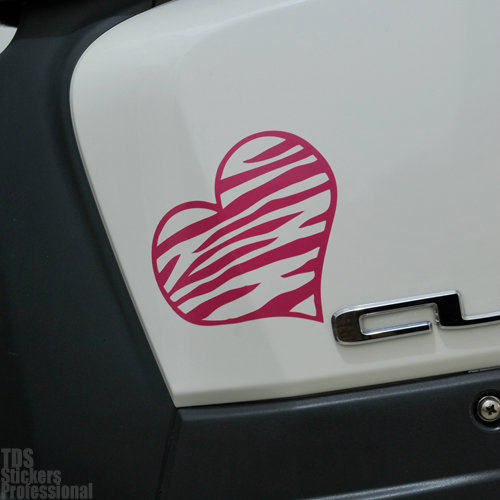 TUTUART豹纹玫红爱心摩托车贴花