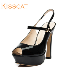 Kiss cat 2014 new thick-soled Sandals woman sexy platform high heel stiletto peep toes K33162-02KA