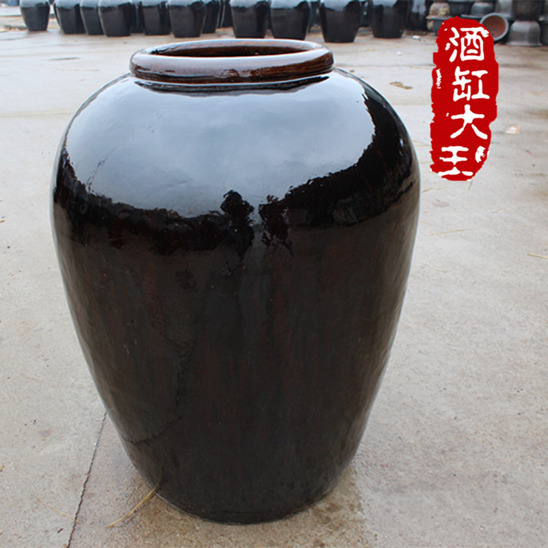 宜兴陶瓷 甲级正品酒坛700斤(350公斤)容量黑釉圆口酒坛 大酒缸