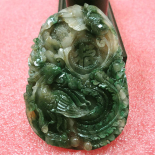 玉如意 南阳独山玉吊坠凤凰天蓝料精雕南阳独玉挂件飞黄腾达