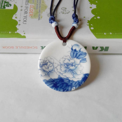 景德镇陶瓷 青花瓷项链 复古民族风衣服配饰挂件发 锁骨链厂家批