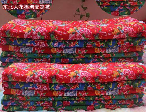 东北大花布棉绸单人夏凉被空调被汽车被传统怀旧老式人造棉夏凉被