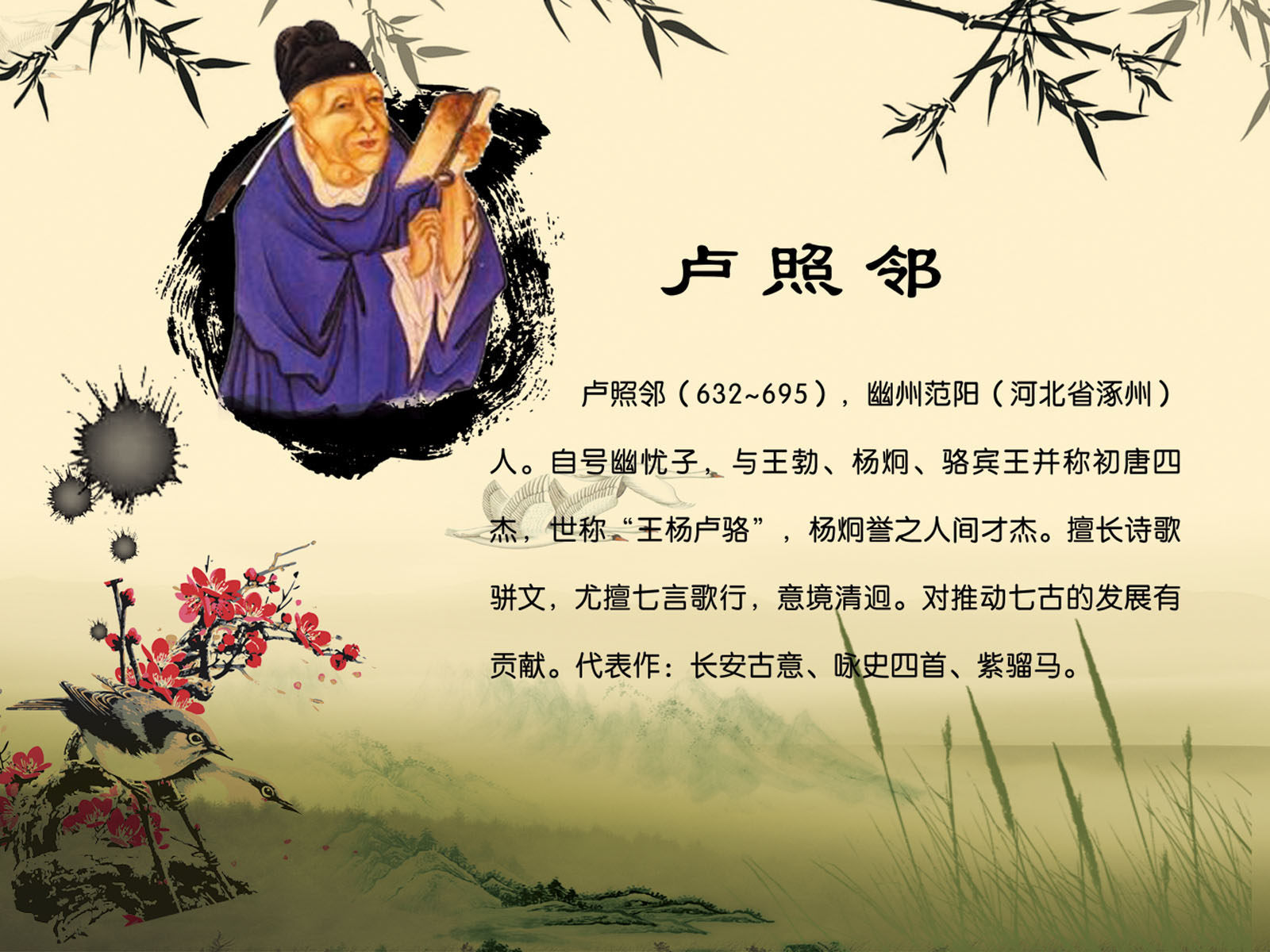 572海报印制海报展板素材76卢照邻简介绍名人名言格言