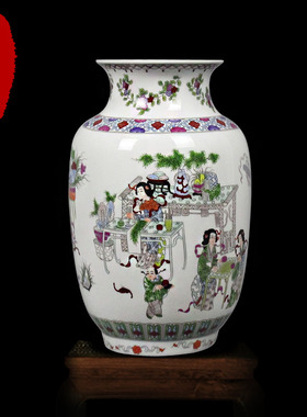 工艺品人物卧室书房客厅冬瓜瓶