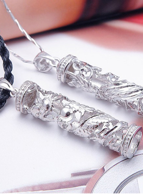 正品纯银龙柱一对不掉色刻字项链