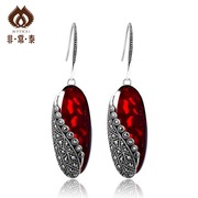 Thai female red wedding jewelry brides earrings earrings Silver 925 under Thai silver vintage earrings