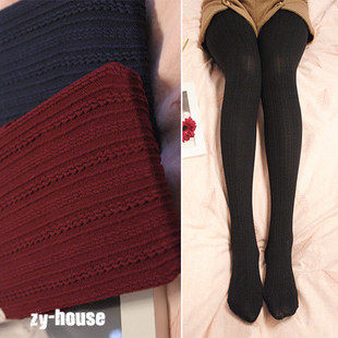 特价！日本の麻花立体竖条纹显瘦天鹅绒连裤袜/打底袜