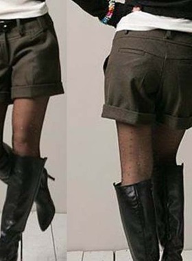 2024 客衣都加肥加大码女装 百搭休闲冬装呢绒短裤热裤靴裤  K063