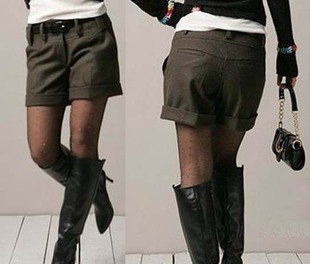 2024 客衣都加肥加大码女装 百搭休闲冬装呢绒短裤热裤靴裤  K063