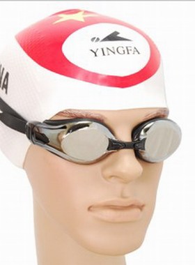 正品英发舒适大镜框防雾防紫外线电镀游泳镜Y2800AFM黑灰蓝色男女