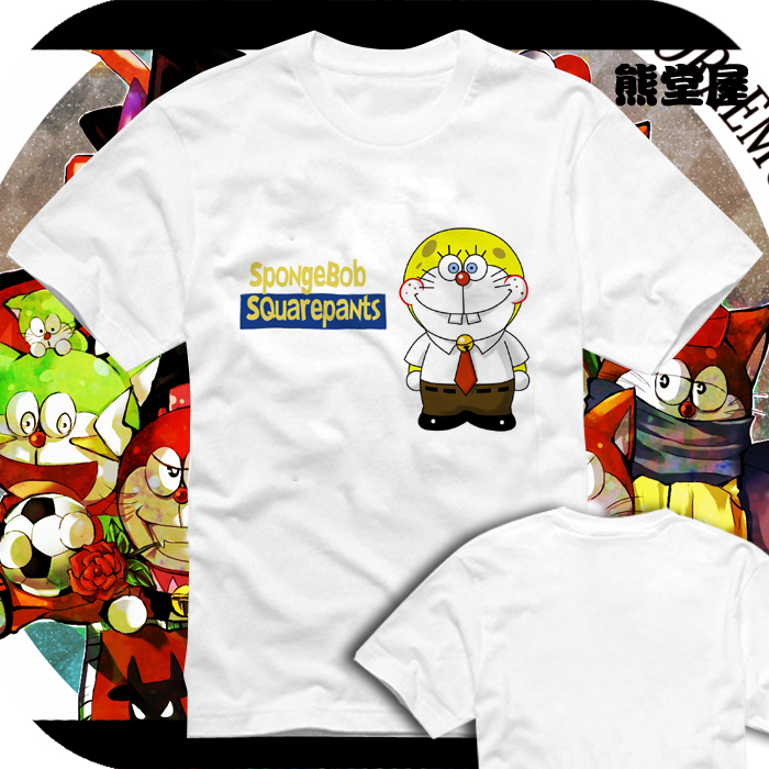 哆啦a梦|韩版机器猫小叮当海绵宝宝纯棉恶搞t恤短袖男女衣服