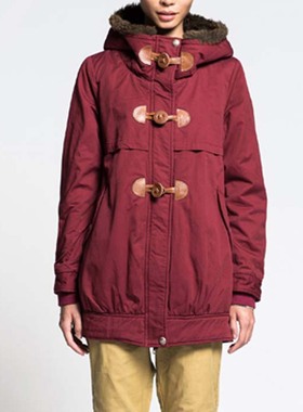 秋冬款MOVEUP幻走正品女学院风毛绒连帽风衣棉衣棉服外套11248110