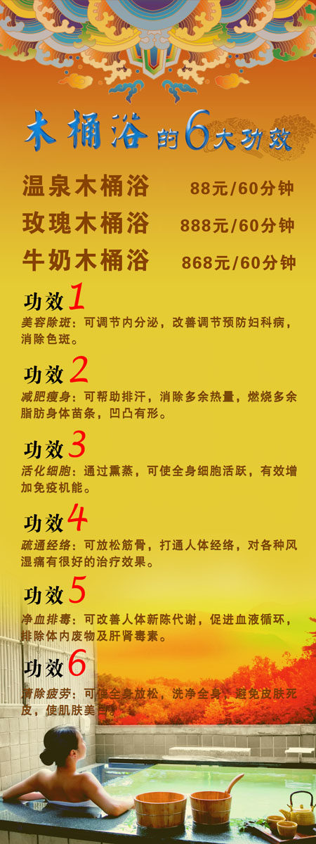 海报印制210海报展板素材(制作)1362木桶浴的六大功效