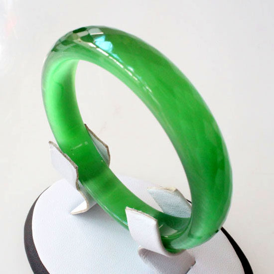 正品绿猫眼水晶手镯 效应闪亮刻面纯绿色猫眼石玉手镯 搭配玉镯子