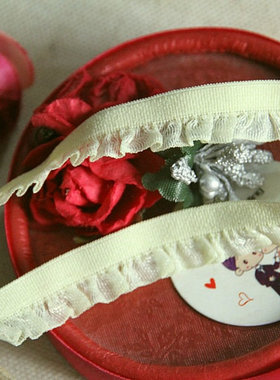 75D优惠价   客供 韭黄色 纱木耳橡经弹力花边1.2公分宽5元3米