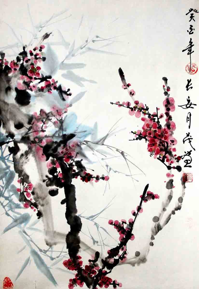 181鲜花展板装饰画墙画壁画挂画393梅竹图 jpg 副本海报印制