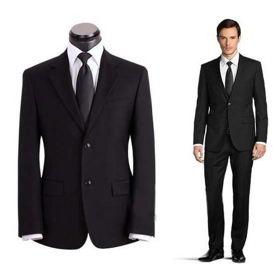 男款纯黑色工作服修身职业装
