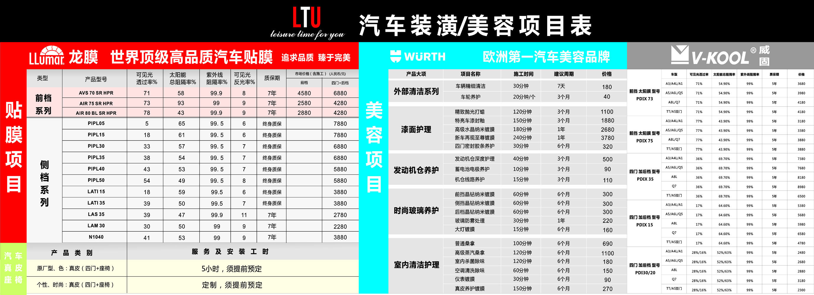 591海报印制海报展板素材245汽车美容价目表装潢