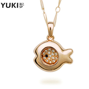 YUKI network female short clavicle Crystal rhinestone chain necklace jewelry necklace pendant-fish cute new original