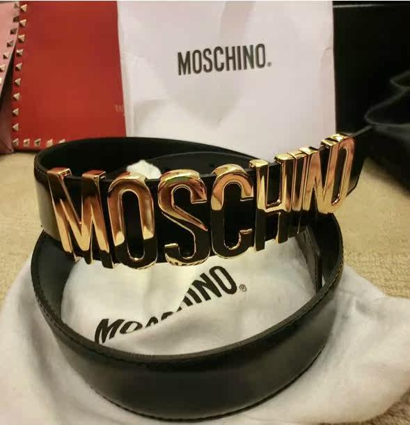 European stations catwalk metal letter pin buckle belt wild Moschino MOSCHINO wide belt girdle female