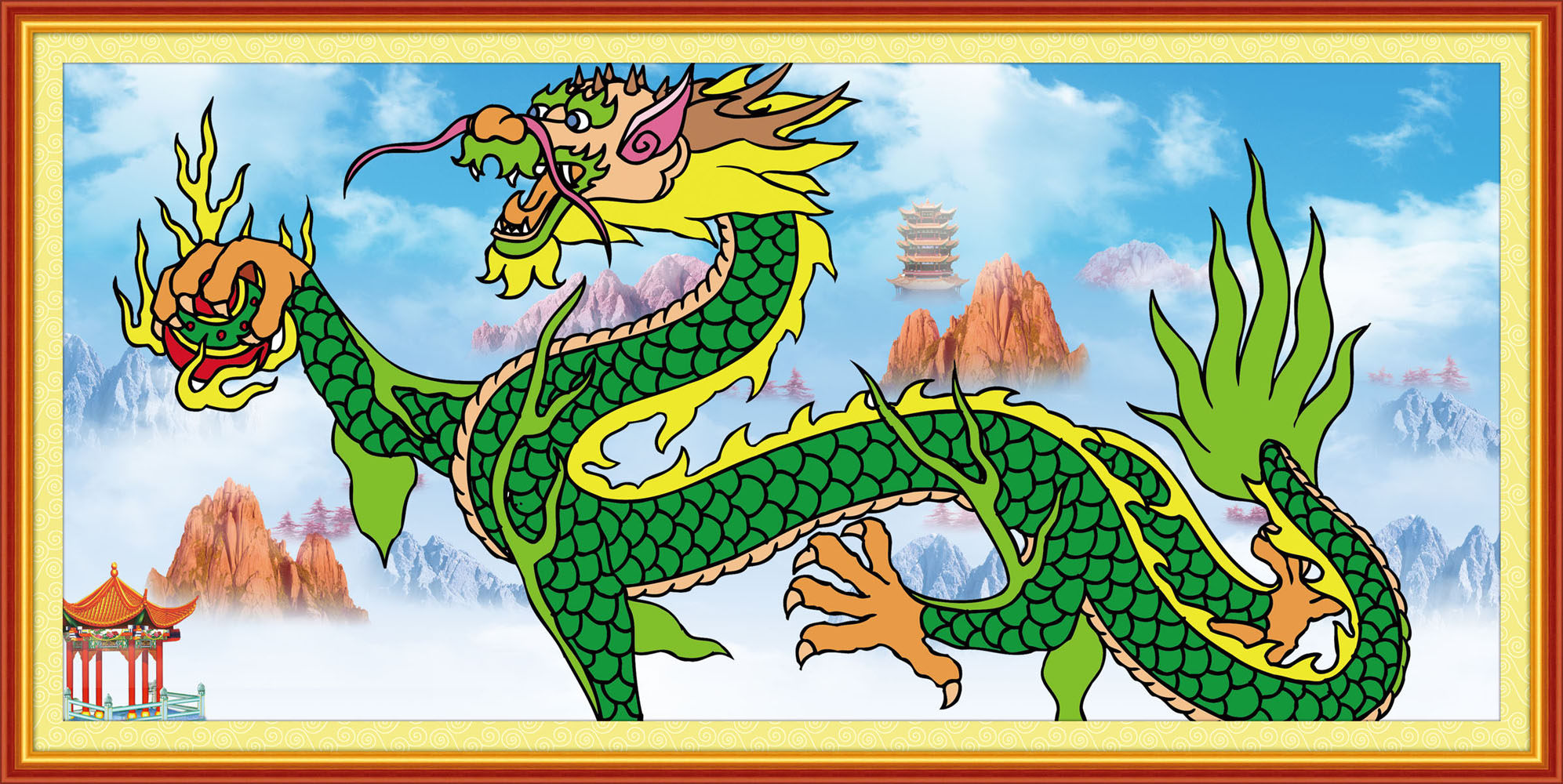 704海报印制海报展板写真喷绘贴纸素材956龙抬头青龙中堂画