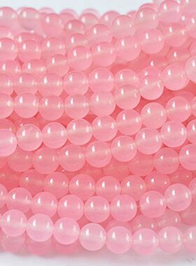 Aomori 天然粉玉髓粉红玉石仿红纹圆珠散珠串珠子半成品 水晶手链