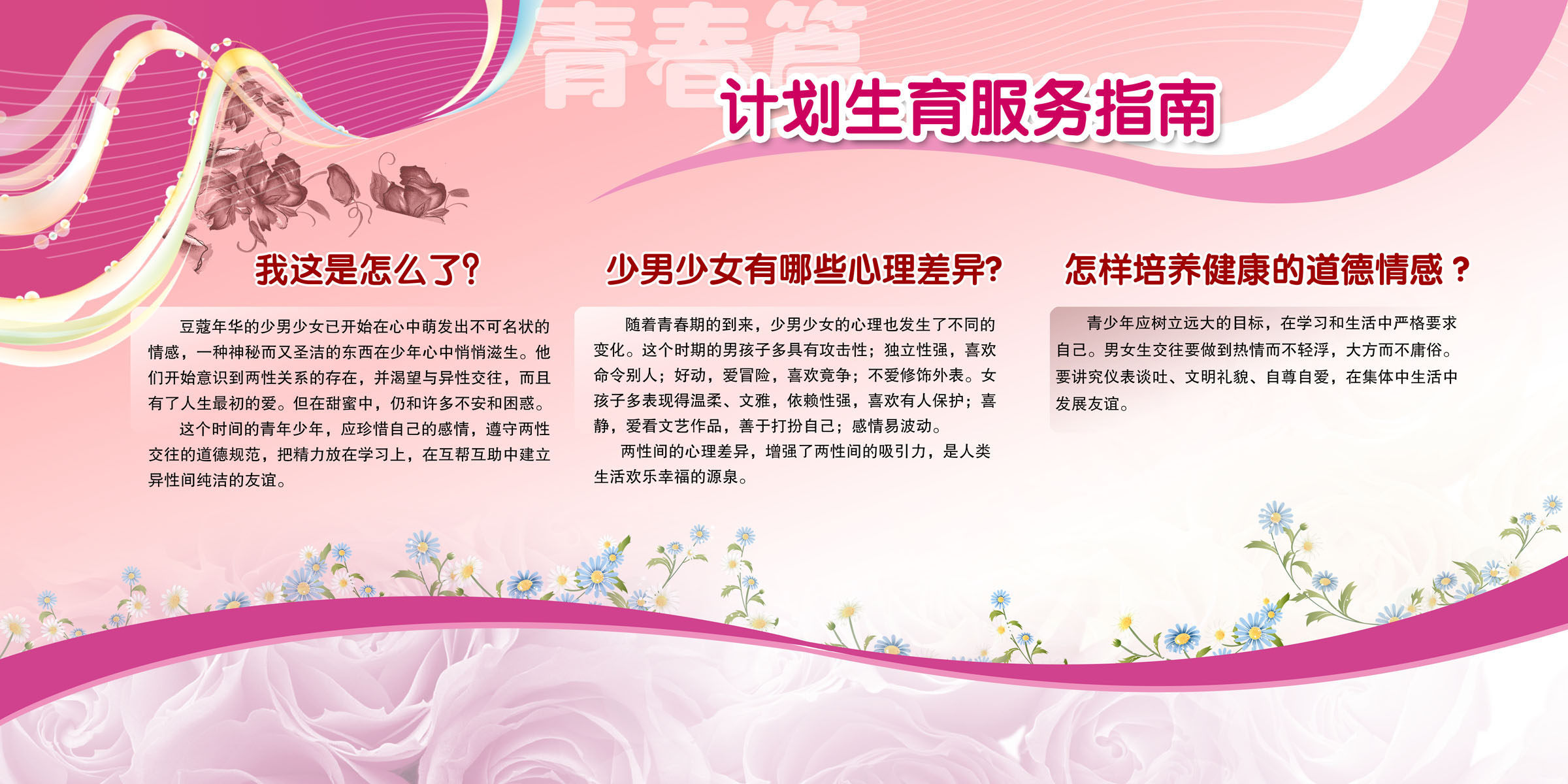 599海报印制海报展板素材800计划生育服务指南少女心理道德情感