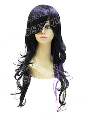 黑色 紫色挑染 卷发