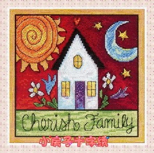 小房子十字绣 正品DMC套件-Cherish Family(珠子版) 日月教堂摆件
