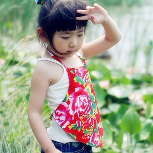 东北大花布-宝宝肚兜(两面穿)牡丹凤凰花布制作