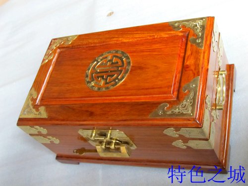 进口木材花梨仿古首饰盒红木质多首饰盒