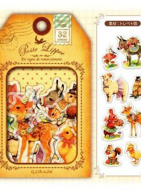 日本|Q-LIA贴纸包|Poste Lippee系列|32枚入|森林动物81342|整包