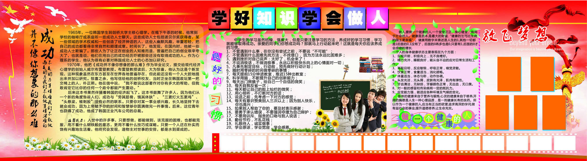 645海报印制海报展板素材338学校中学生成功学习惯知识做人梦想