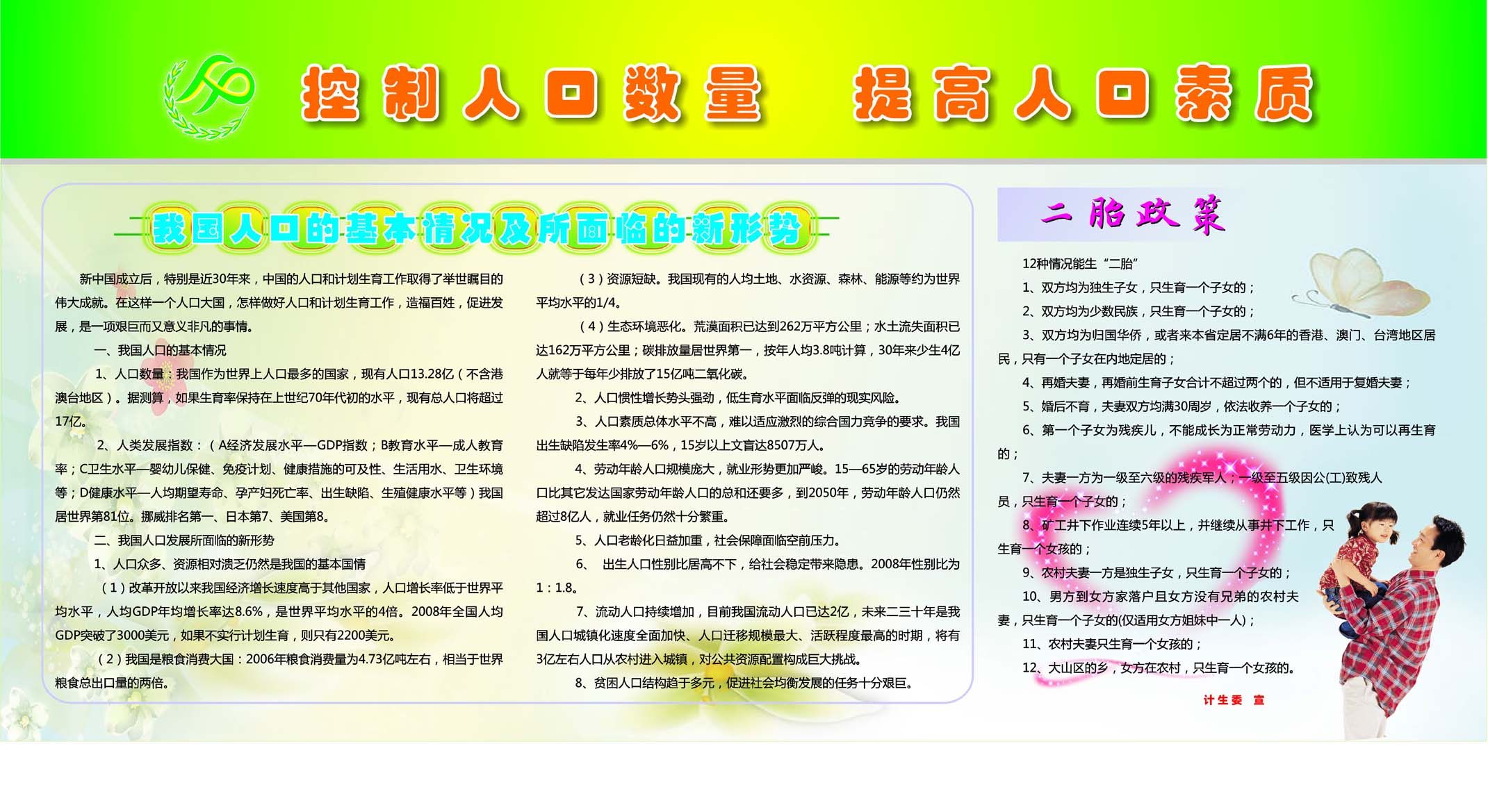 海报印制209展板素材制作1460-4控制人口数量提高人口素质