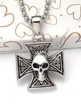 十字架骷髅头钛钢不褪色吊坠项链
