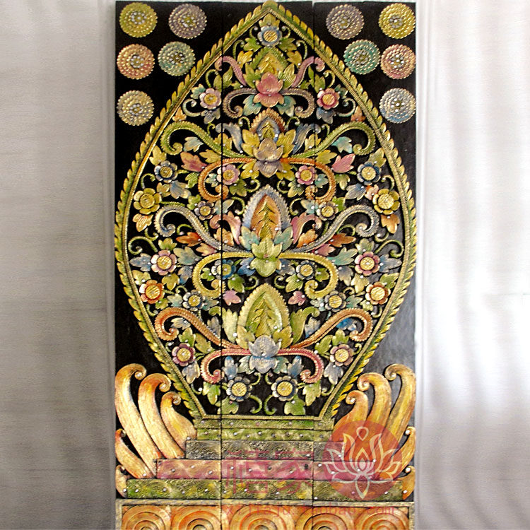 泰国木雕花开富贵木雕画花朵浮雕版画195*100东南亚精品壁饰木雕h