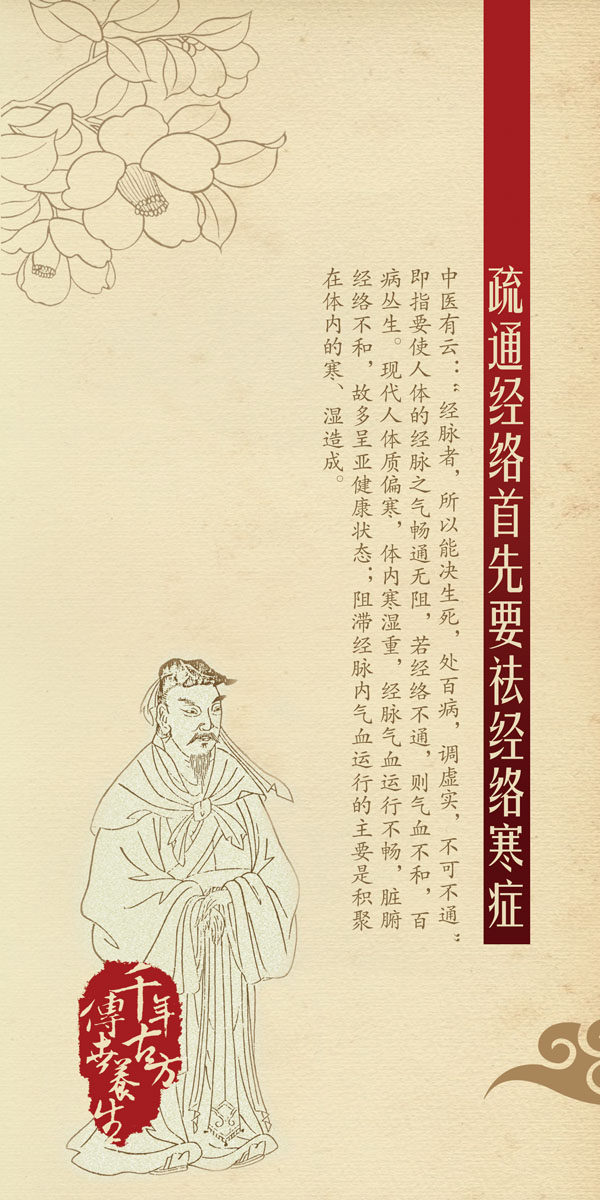 海报印制350展板760千年古方养生之疏通经络首先要祛经络寒证psd