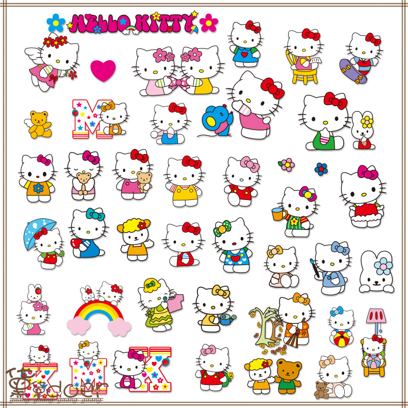 AI矢量源文件可爱百态hello kitty凯蒂猫网店描述装扮装饰小素材