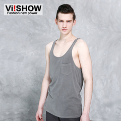 Viishow2015 new round collar cotton shirt City boy loose leisure youth solid color sleeveless sweat vest