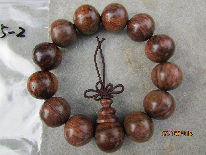 海黄老料 精美山水纹海南黄花梨手串佛珠18mm 实照片20140515-2