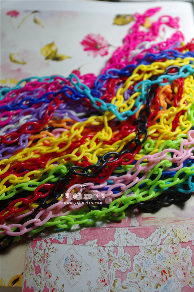 DIY 새로운 스타일 다른 새로운 보석 액세서리 아크릴 무지개 컬러 캔디 컬러 체인 플라스틱 체인 42CM